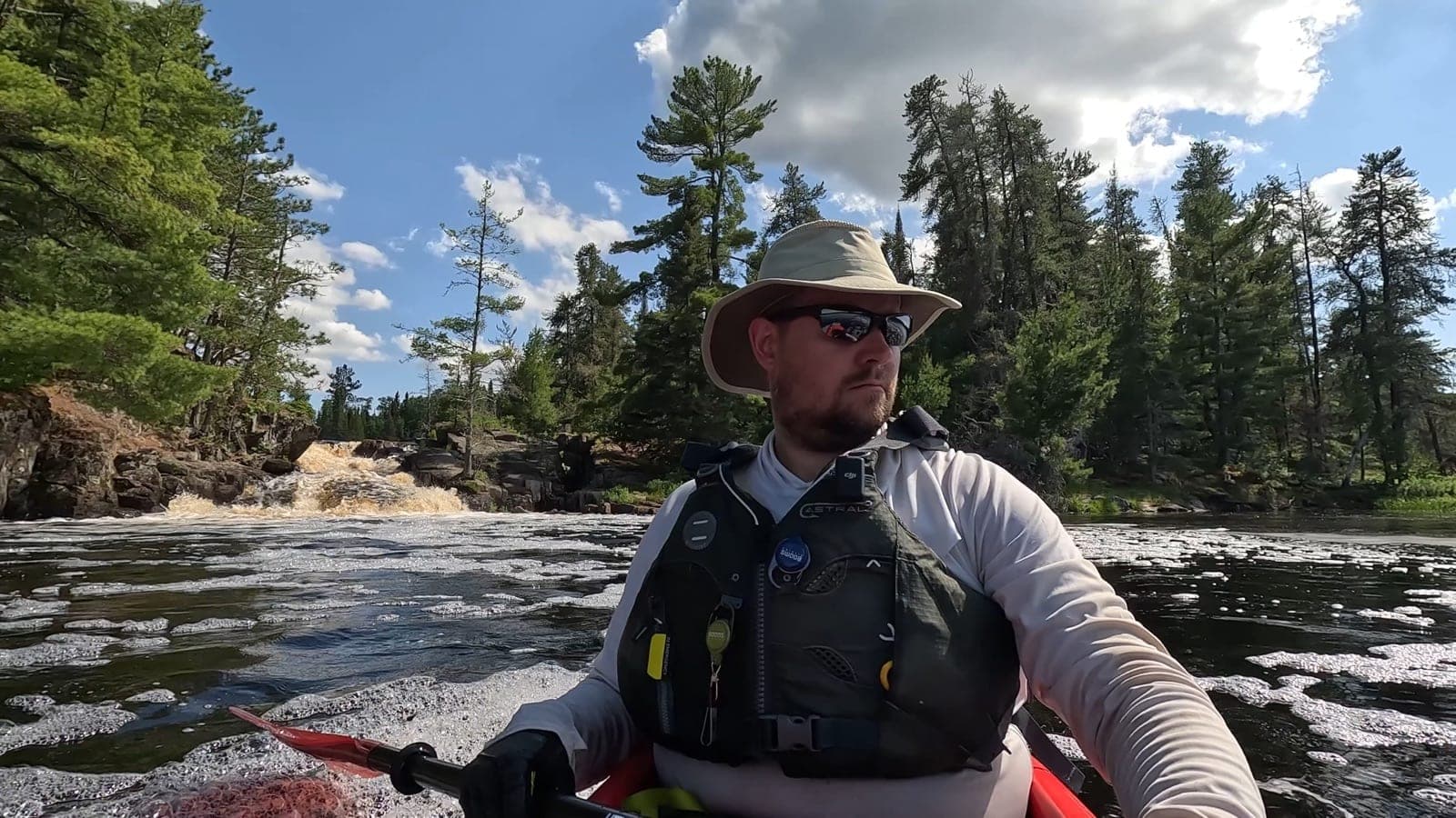 Josh, owner of Escape Cleaning Co., kayaking the Little Indian Sioux River in the Boundary Waters